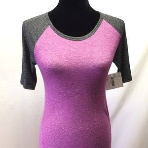 NWT Lularoe Julia Solid Grey Fuschia Pink Dress
